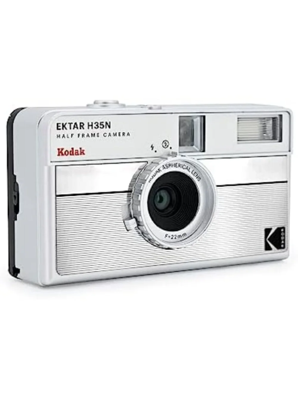 Half Frame Film Camera Bundle with 35mm Kodak Ultramax 400 Film - Striped Silver